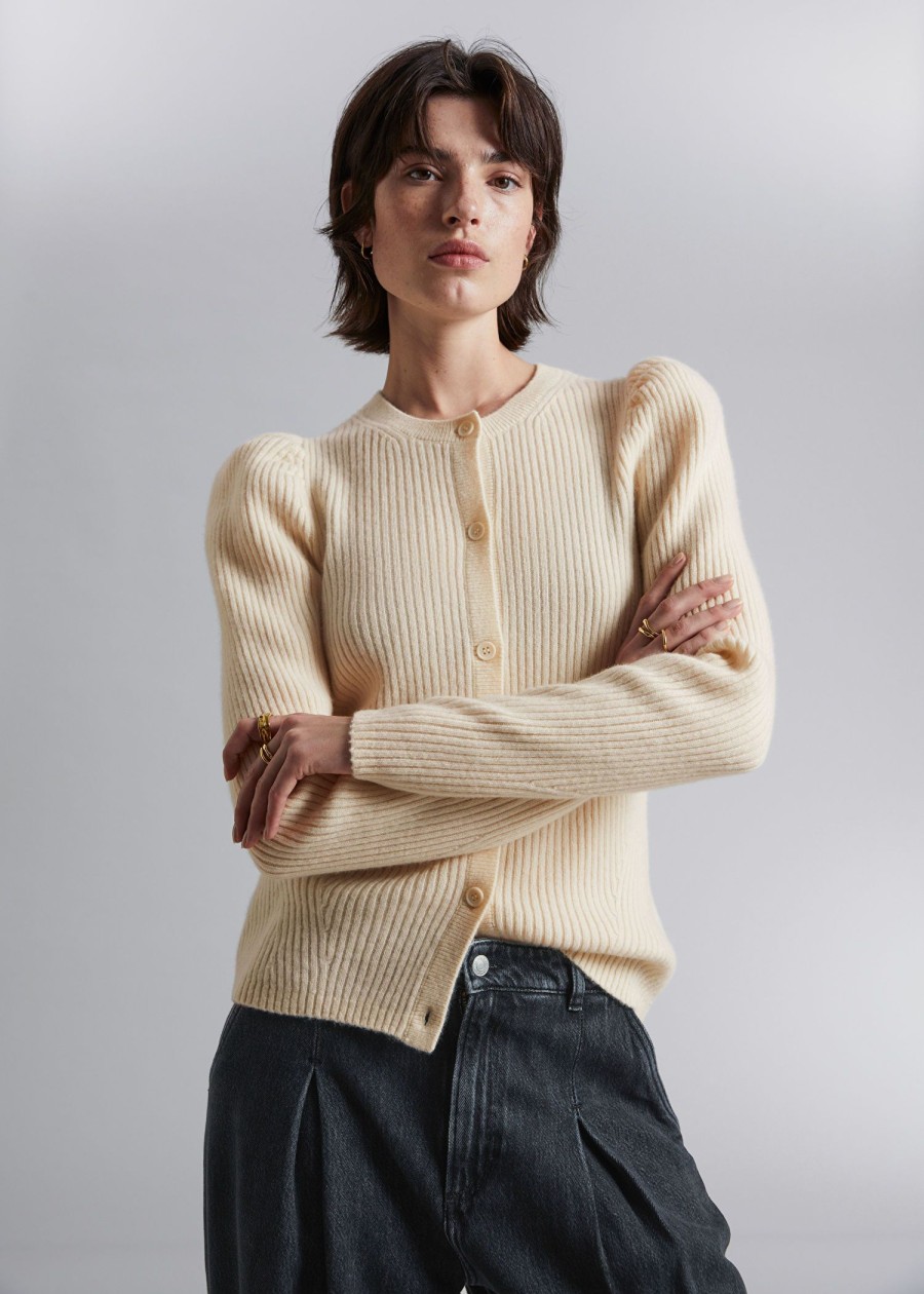 Toj & Other Stories | Merino Puffaermet Cardigan Lys Beige