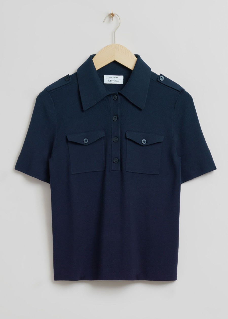 Toj & Other Stories | Fitted Uniform Detail Polo Shirt Morkebla