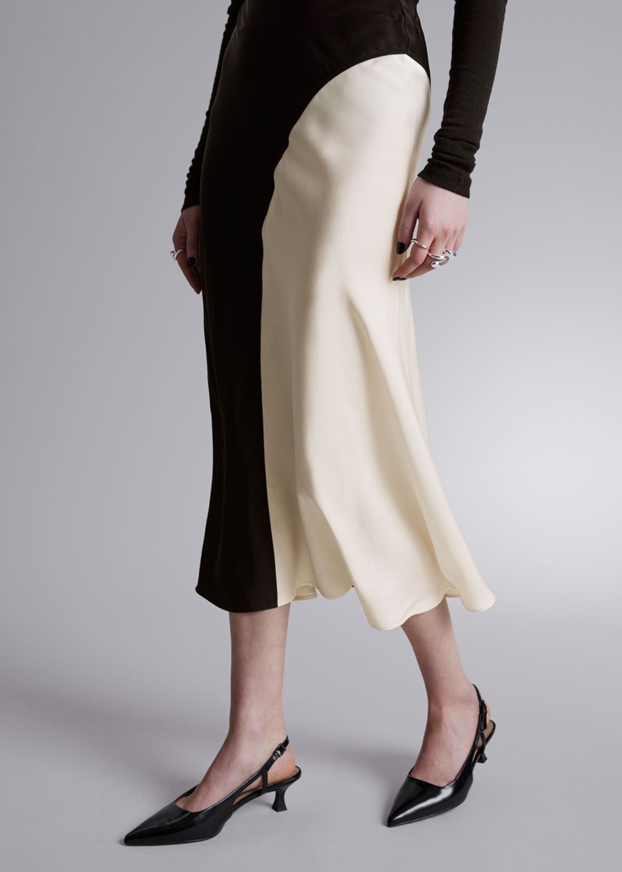 Toj & Other Stories | Satin Midi Nederdel Sort Hvid