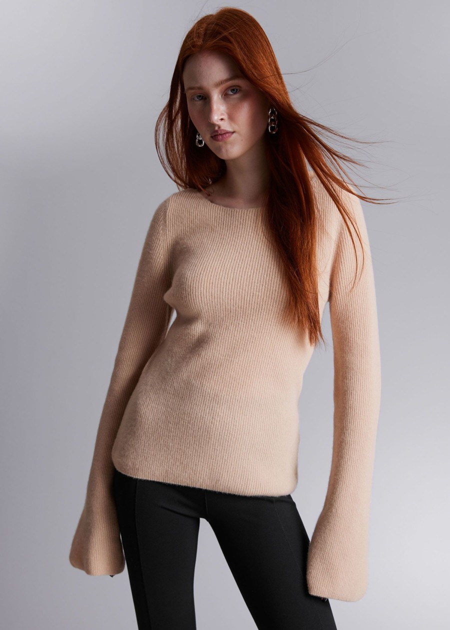 Toj & Other Stories | Bell Sleeve Cashmere Jumper Fersken