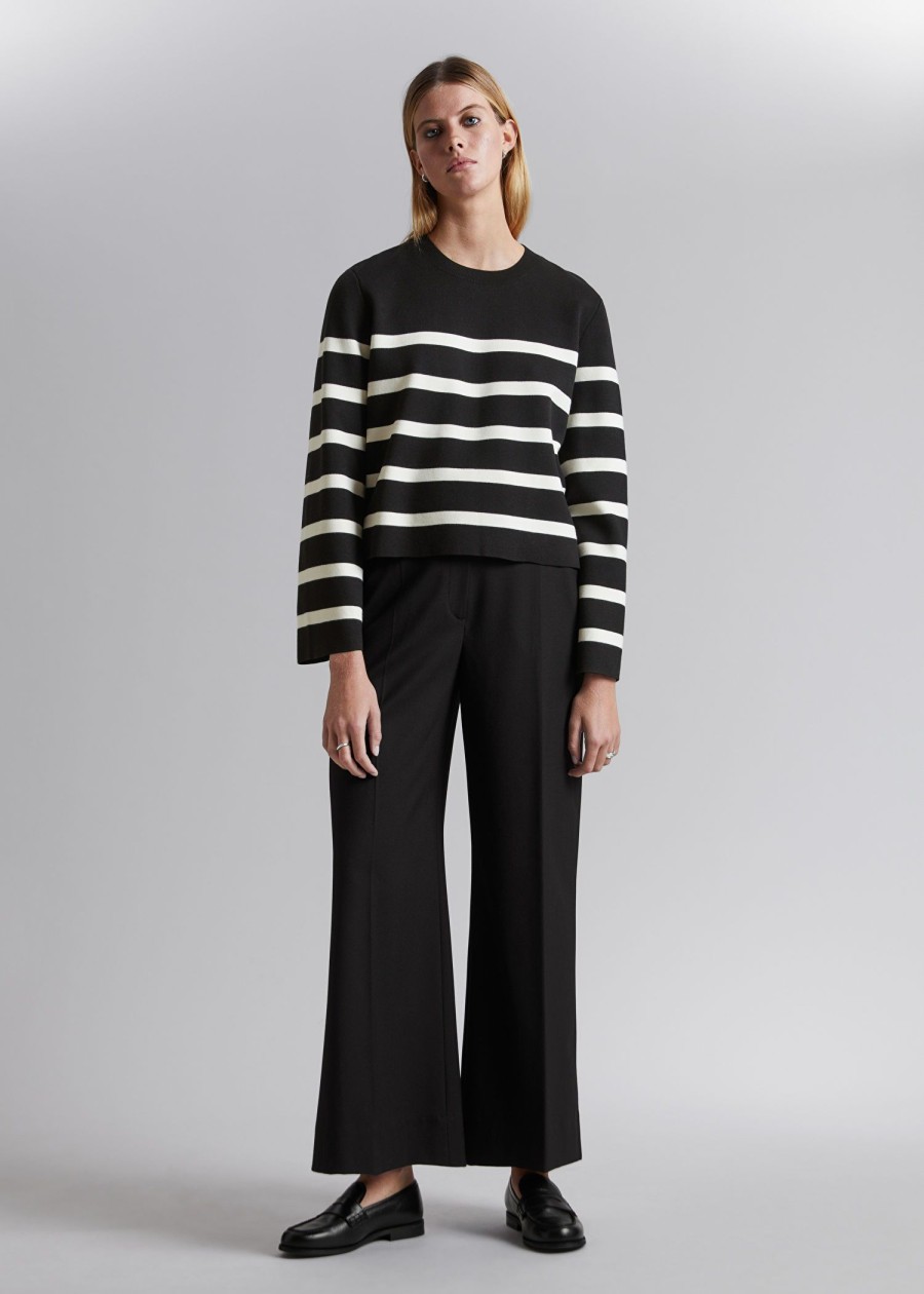 Toj & Other Stories | Strikket Sweater Med Brede Aermer Elfenben/Sort Stribet