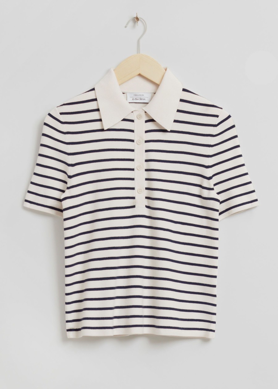 Toj & Other Stories | Figursyet Nautisk Stribet Poloshirt Hvid/Navy Stribet