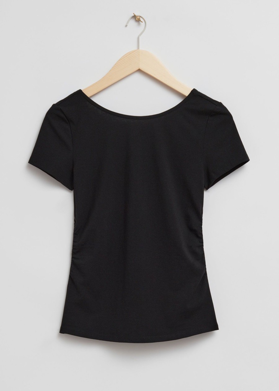 Toj & Other Stories | Fitted Ruched Detail T-Shirt Sort