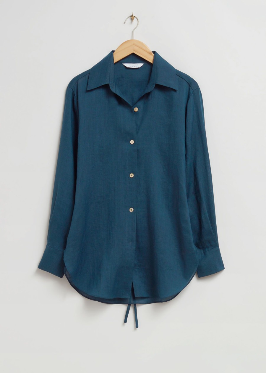 Toj & Other Stories | Loose-Fit Back-Tie Detail Shirt Morkebla