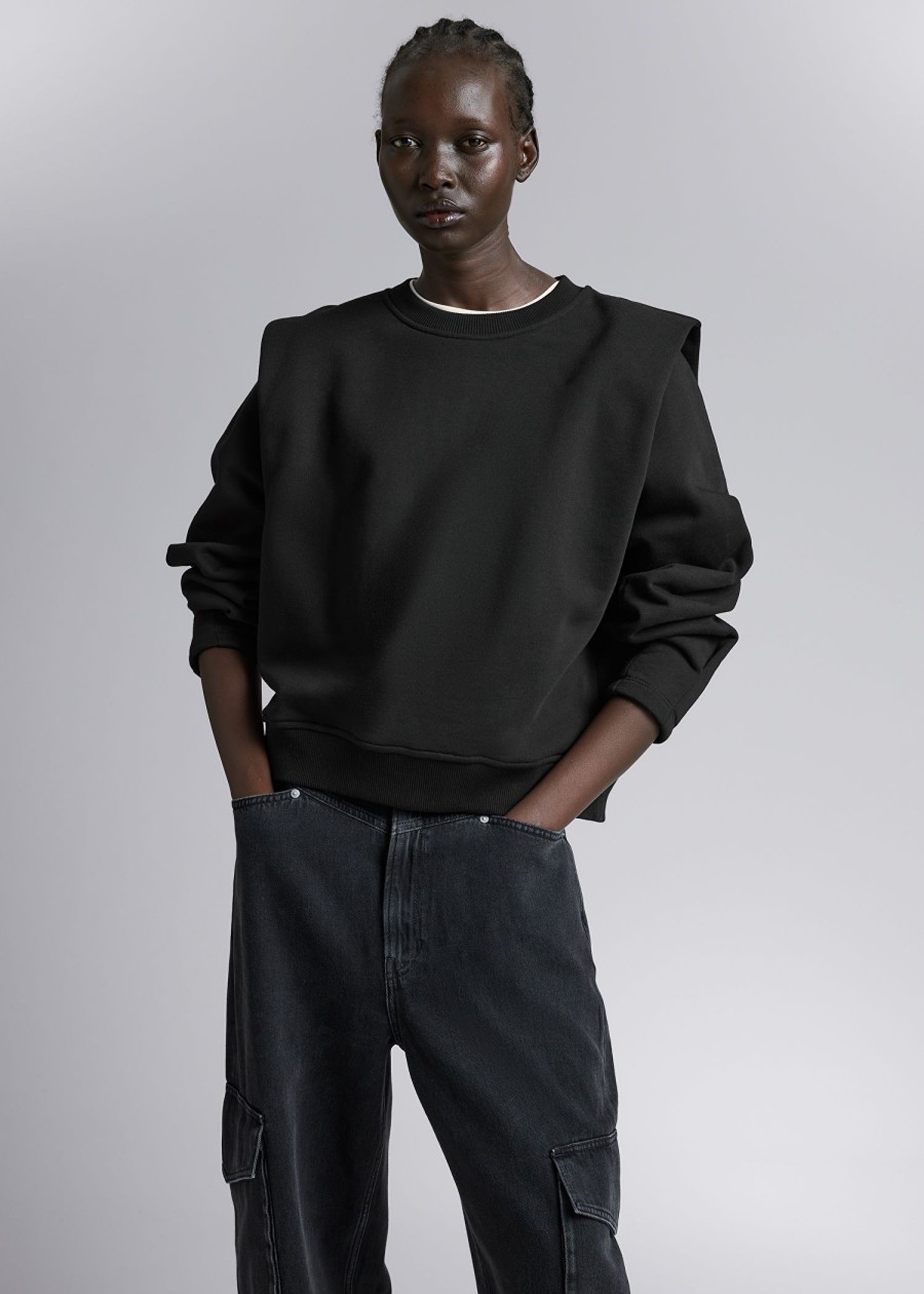 Toj & Other Stories | Fitted Plisseret-Skulder Sweatshirt Sort