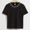 Toj & Other Stories | Rhinestone-Udsmykket T-Shirt Sort Udsmykket