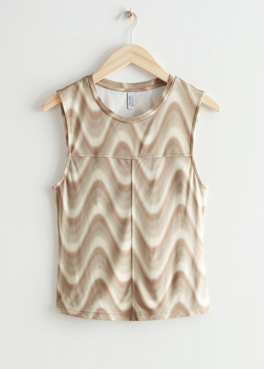 Toj & Other Stories | Wave Print Top Beige Print