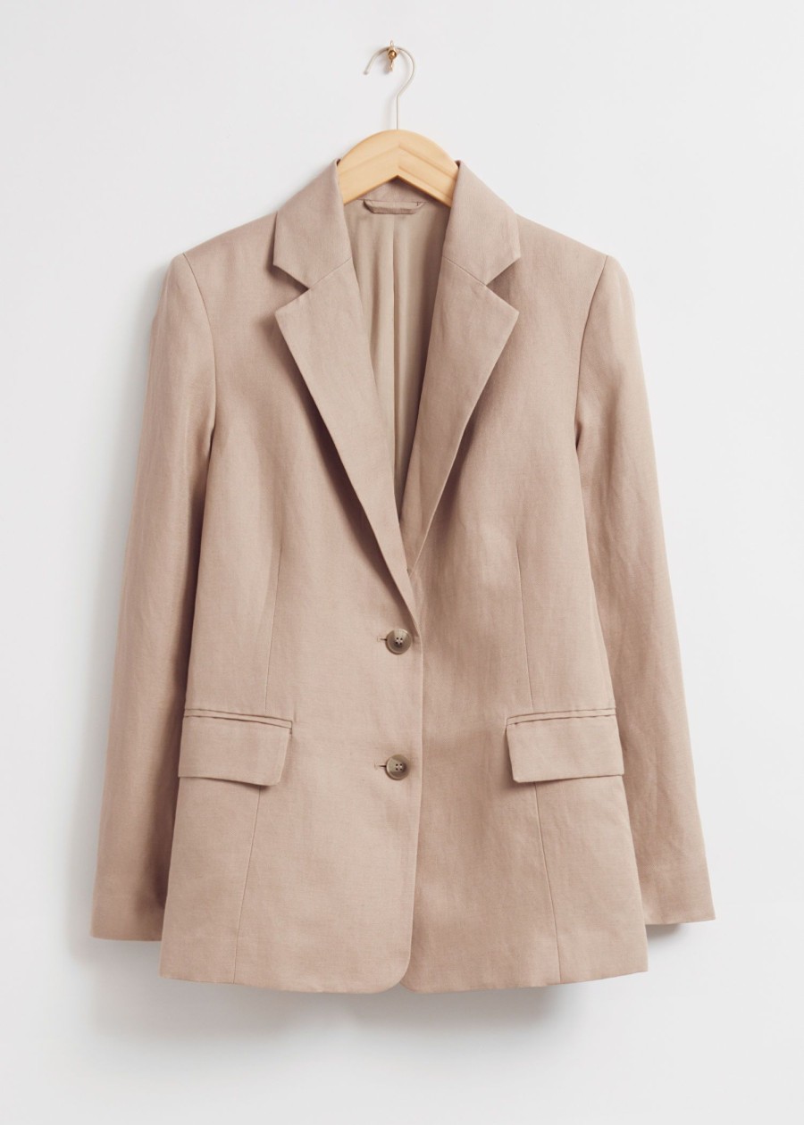 Toj & Other Stories | Afslappet Enkeltradet Silkeblazer Stovet Beige