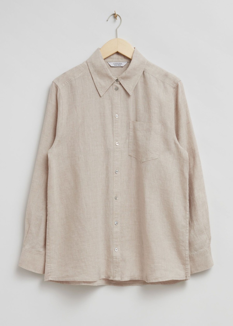 Toj & Other Stories | Oversized Patch Pocket Skjorte Lys Beige