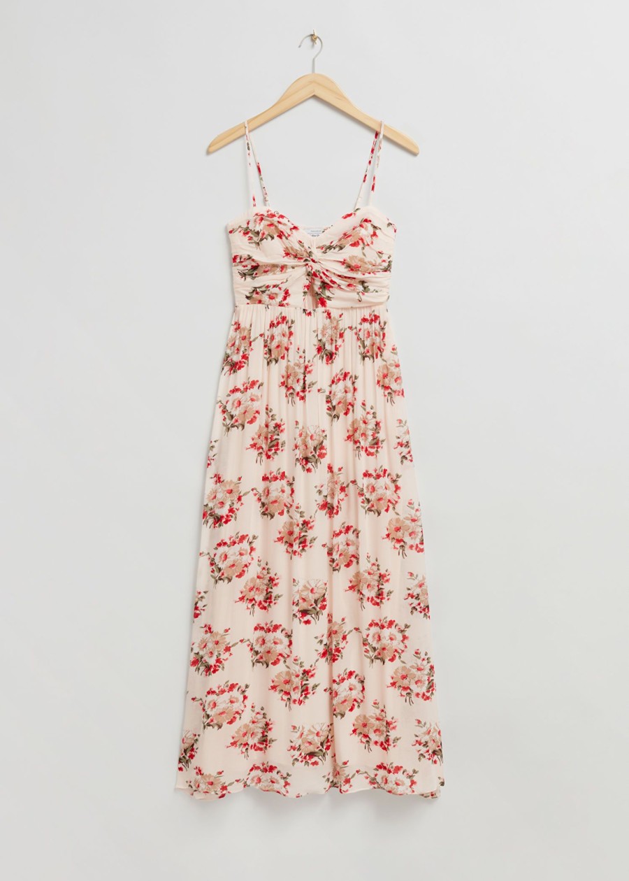 Toj & Other Stories | Twist-Front Bustier-Kjole Hvidt Blomsterprint