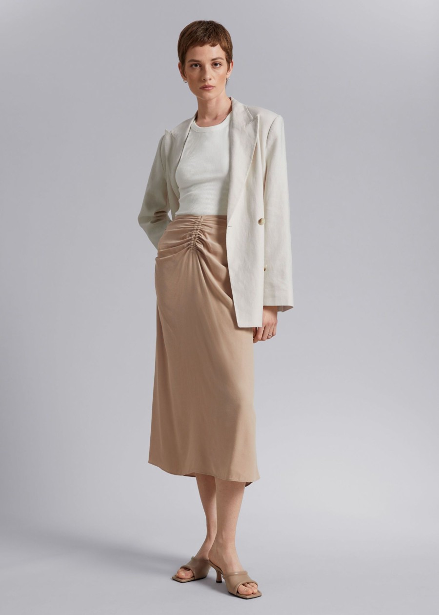 Toj & Other Stories | Ruched Midi-Nederdel Stovet Beige