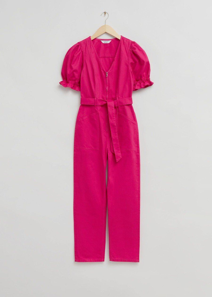 Toj & Other Stories | Feminin Pufaerme Jumpsuit Med V-Hals Lyserod