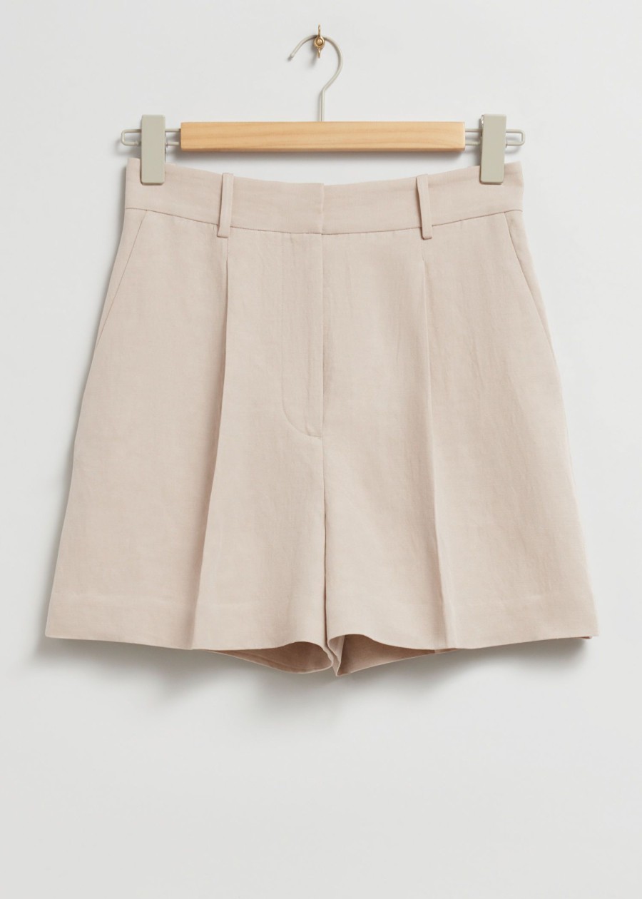 Toj & Other Stories | Plisserede Silkeshorts Stovet Beige