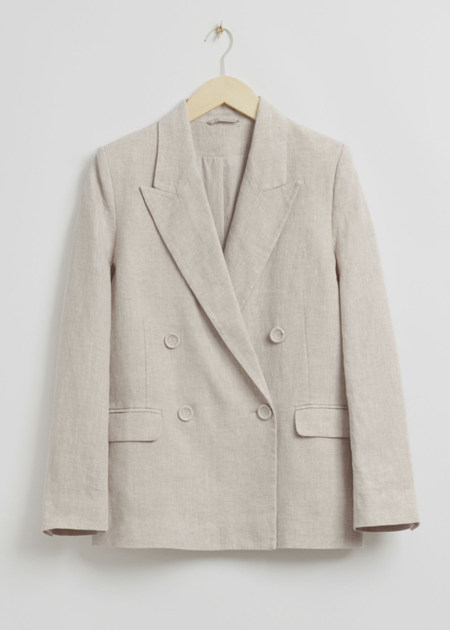 Toj & Other Stories | Afslappet Pasform Dobbeltradet Skraeddersyet Blazer Lys Beige