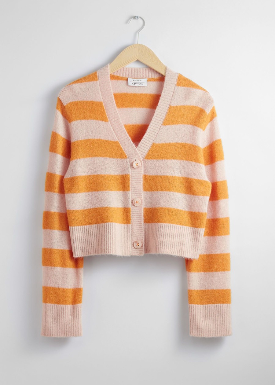 Toj & Other Stories | Cropped Strik Cardigan Pink/Orange Striber