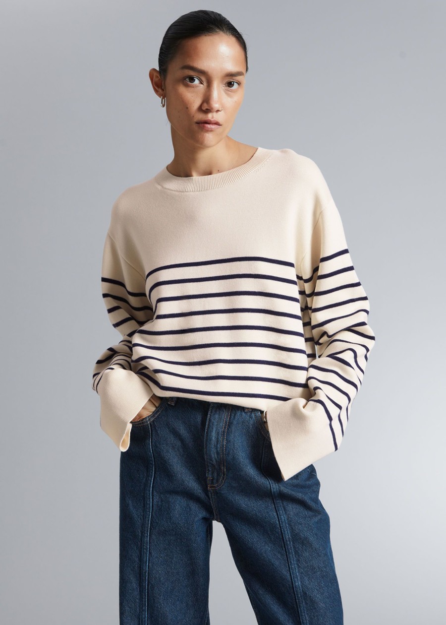 Toj & Other Stories | Boxy Nautisk Stribet Sweater Creme/Morkebla Stribet