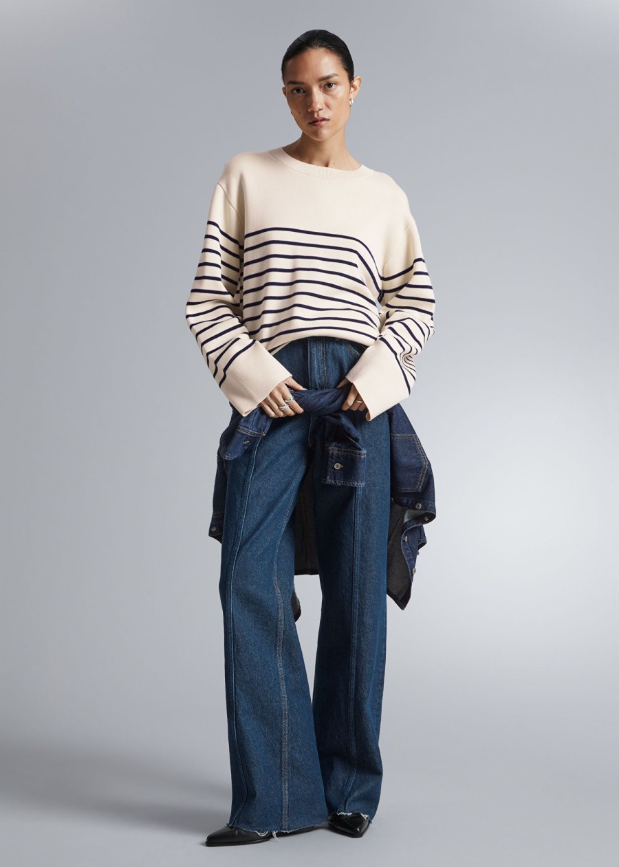 Toj & Other Stories | Boxy Nautisk Stribet Sweater Creme/Morkebla Stribet