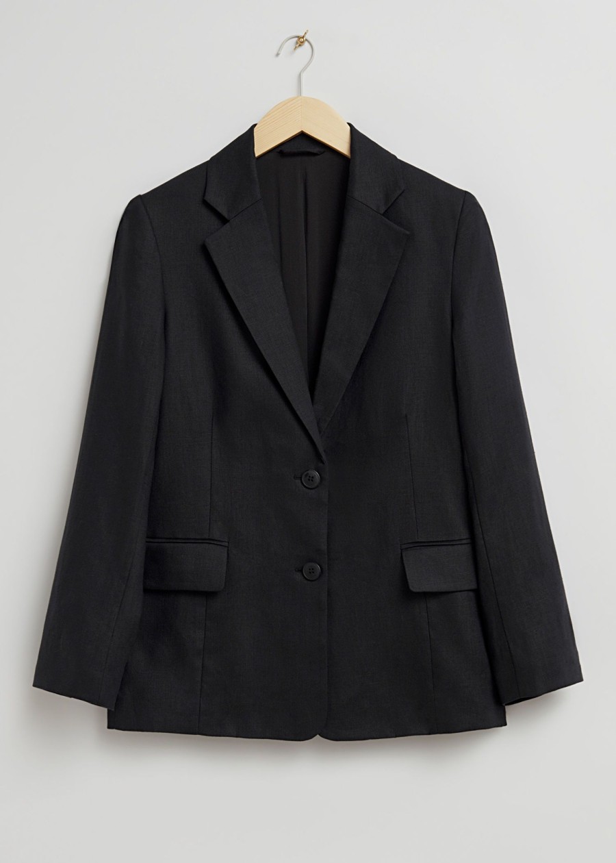 Toj & Other Stories | Afslappet Enkeltradet Linned Blazer Sort