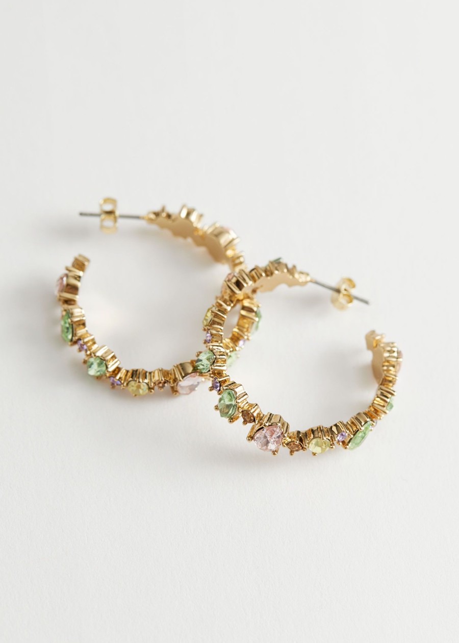 Smykker & Other Stories | Teksturerede Rhinestone Mini Hoop Oreringe Guld