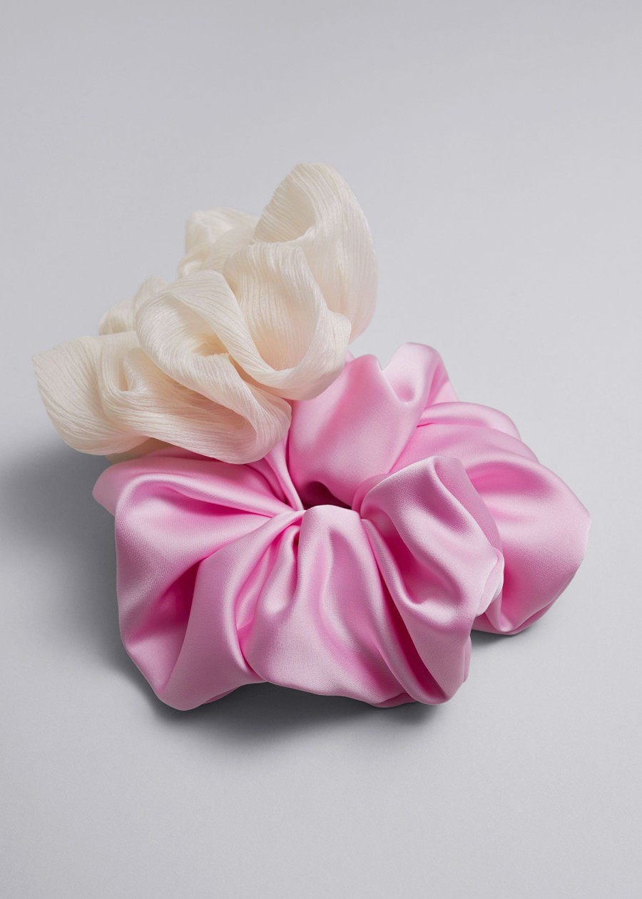 Tilbehor & Other Stories | Duo Extra-Large Satin Finish Scrunchie Saet Pink/Elfenben