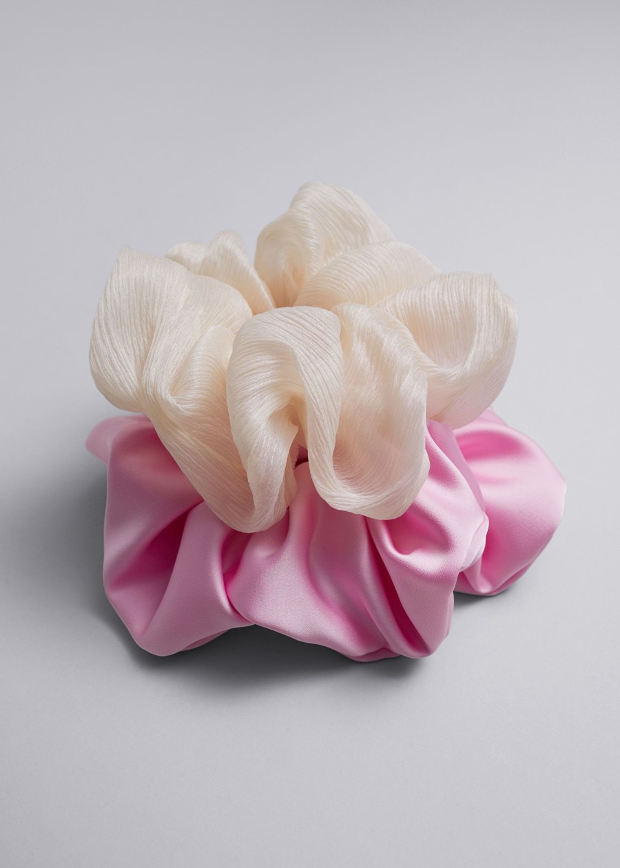 Tilbehor & Other Stories | Duo Extra-Large Satin Finish Scrunchie Saet Pink/Elfenben