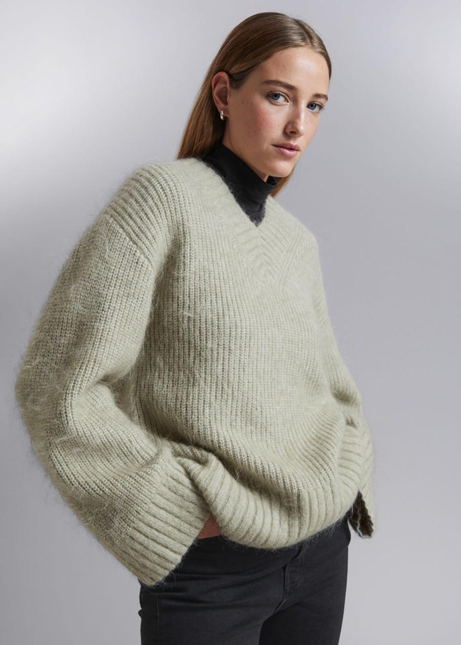 Toj & Other Stories | Fuzzy Knit Jumper Kaki