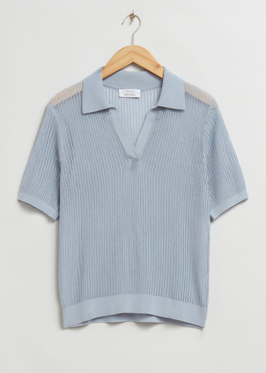 Toj & Other Stories | Afslappet Pointelle Strikket Poloshirt Stovet Bla