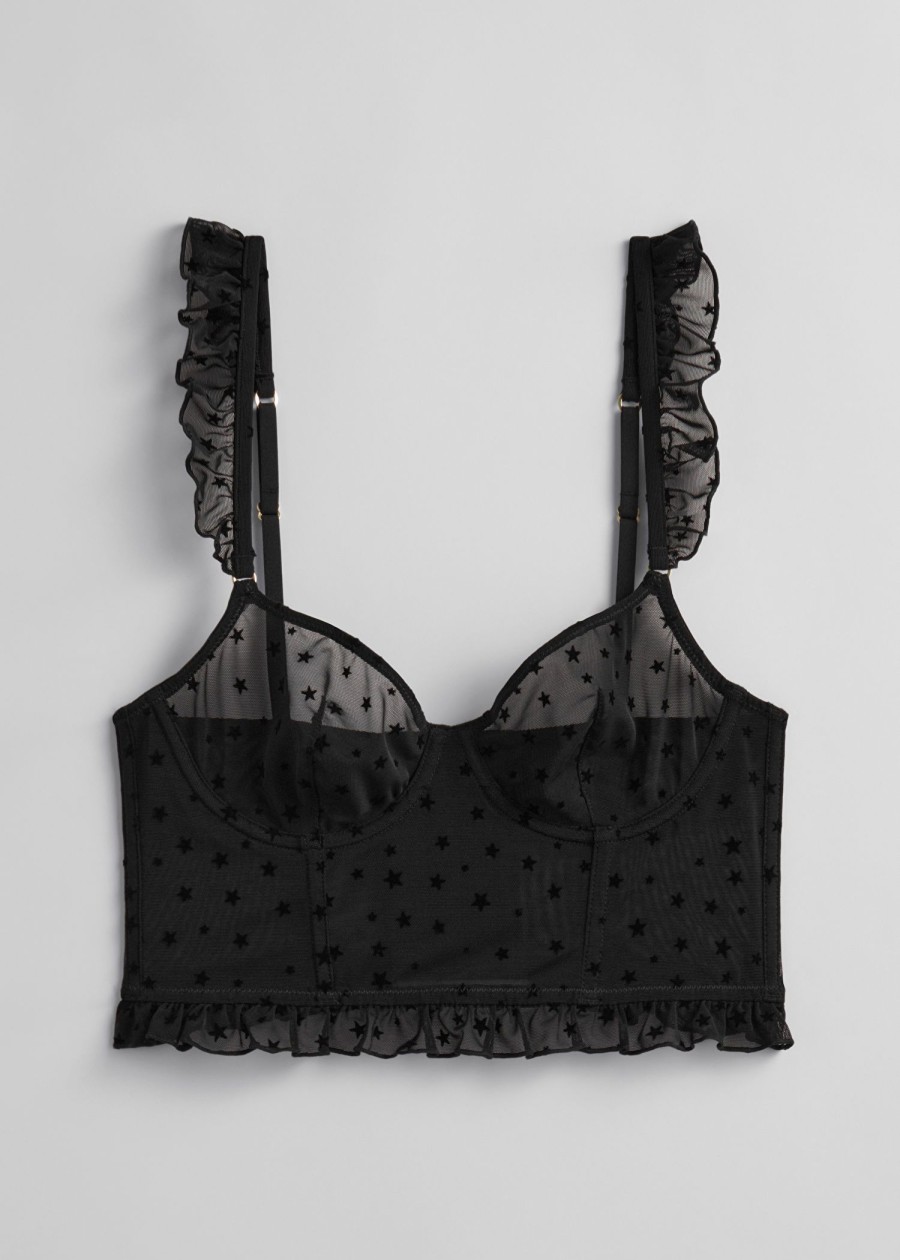 Lingeri & Other Stories | Frilled Star-Motif Bustier Sort